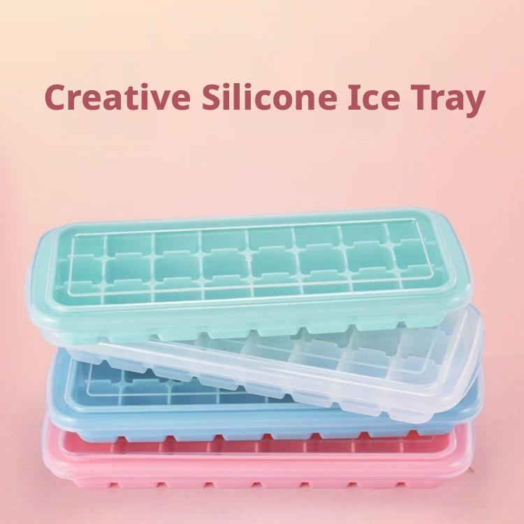 Silicone Ice Cube Tray With Li - Coffee Equipment Tray ulasan dan harga
